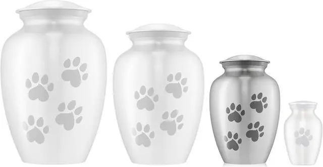 Alt view image 4 of 6 - Reminded Pet Cremation Urns for Dog and Cat Ashes, Memorial Paw Print Urn - Small Up to 35 Pounds Silver