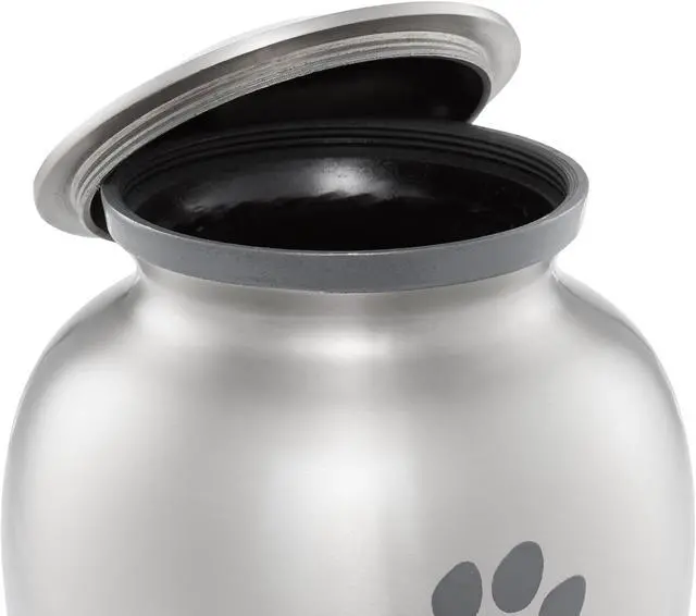 Alt view image 5 of 6 - Reminded Pet Cremation Urns for Dog and Cat Ashes, Memorial Paw Print Urn - Small Up to 35 Pounds Silver