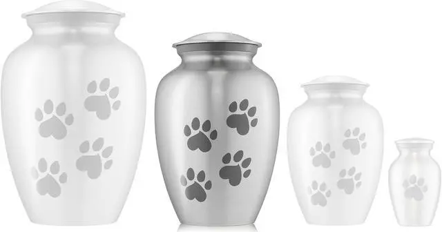 Alt view image 4 of 6 - Reminded Pet Cremation Urns for Dog and Cat Ashes, Memorial Paw Print Urn - Medium Up to 70 Pounds Silver