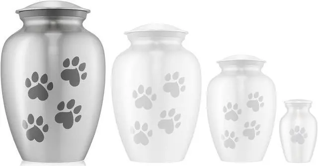 Alt view image 4 of 6 - Reminded Pet Cremation Urns for Dog and Cat Ashes, Memorial Paw Print Urn - Large Up to 110 Pounds Silver