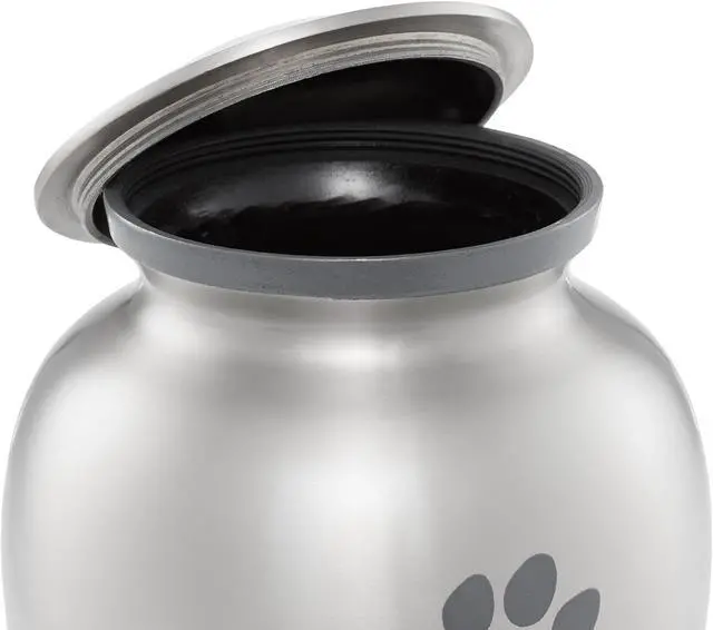 Alt view image 5 of 6 - Reminded Pet Cremation Urns for Dog and Cat Ashes, Memorial Paw Print Urn - Large Up to 110 Pounds Silver