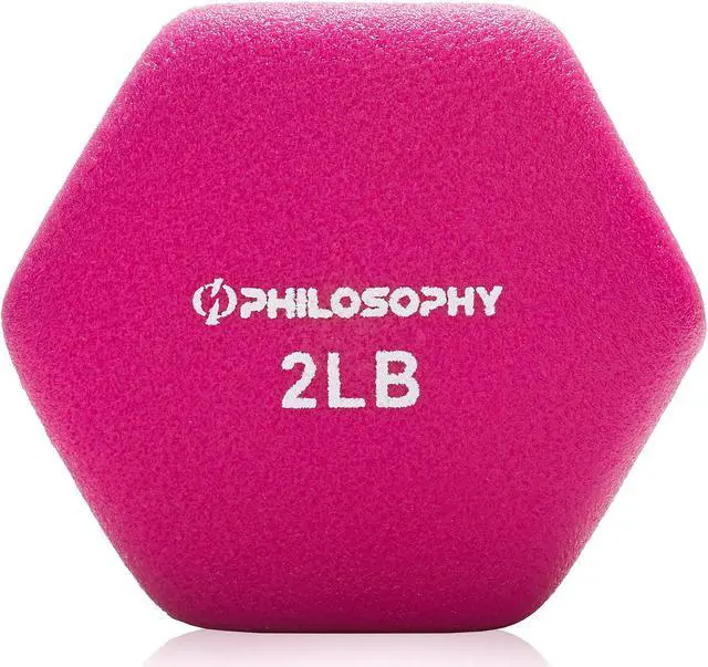 Alt view image 3 of 6 - Philosophy Gym Neoprene Dumbbell Hexagon Hand Weights, 2 lb Pair - 4 lb Total