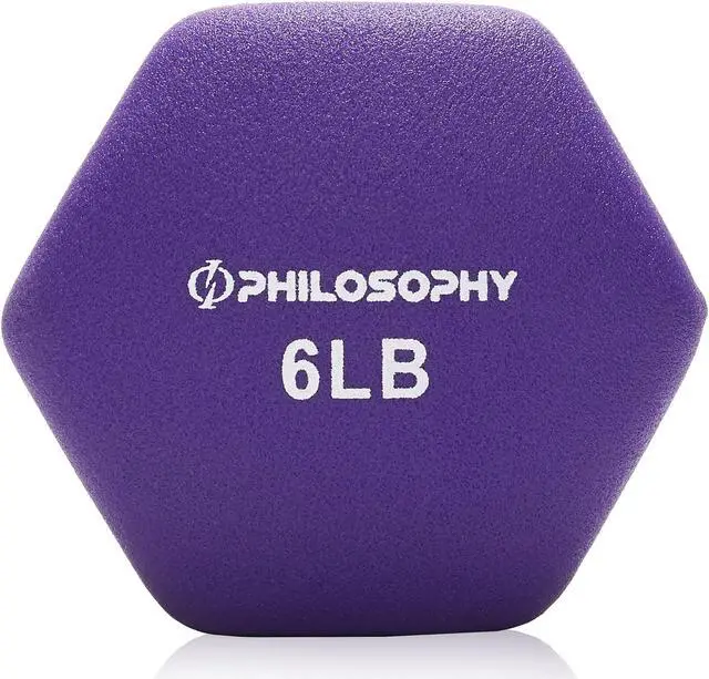 Alt view image 3 of 6 - Philosophy Gym Neoprene Dumbbell Hexagon Hand Weights, 6 lb Pair - 12 lb Total