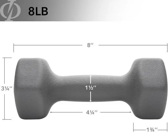 Alt view image 4 of 6 - Philosophy Gym Neoprene Dumbbell Hexagon Hand Weights, 8 lb Pair - 16 lb Total