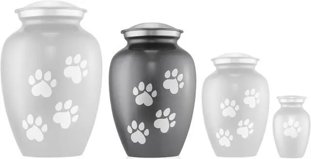 Alt view image 4 of 6 - Reminded Pet Cremation Urns for Dog and Cat Ashes, Memorial Paw Print Urn - Medium Up to 70 Pounds Gray