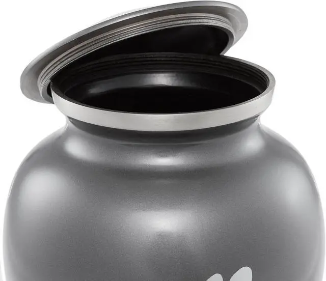 Alt view image 5 of 6 - Reminded Pet Cremation Urns for Dog and Cat Ashes, Memorial Paw Print Urn - Medium Up to 70 Pounds Gray