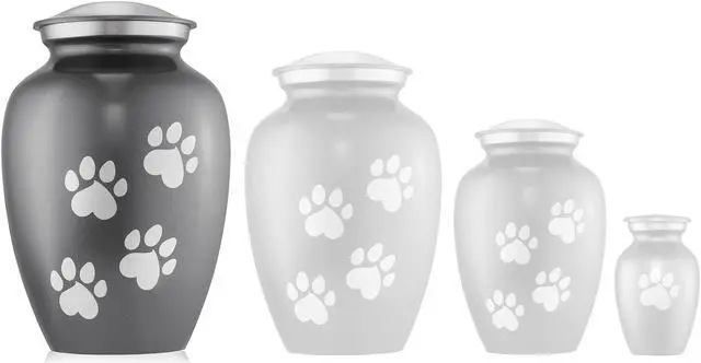 Alt view image 4 of 6 - Reminded Pet Cremation Urns for Dog and Cat Ashes, Memorial Paw Print Urn - Large Up to 110 Pounds Gray