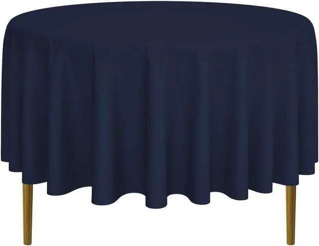 Main image of Lann's Linens - 5 Premium 90" Round Tablecloths for Wedding/Banquet/Restaurant - Polyester Fabric Table Cloths - Navy Blue