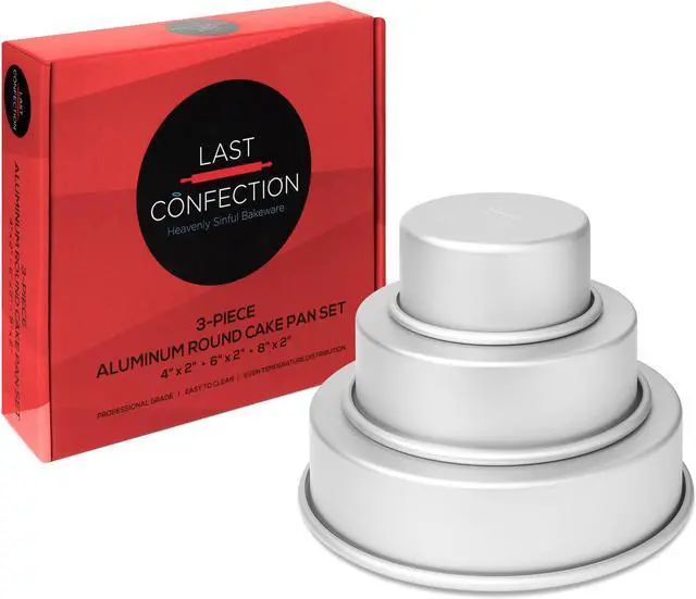 Alt view image 4 of 6 - Last Confection 3-Piece Cake Pan Set - 4", 6" and 8" Round Aluminum Pans - 2" Deep