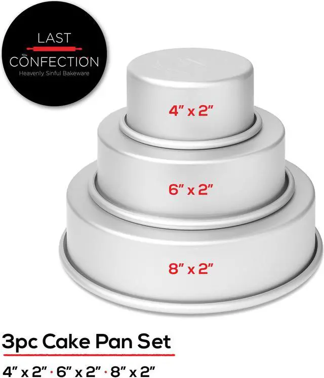 Alt view image 2 of 6 - Last Confection 3-Piece Cake Pan Set - 4", 6" and 8" Round Aluminum Pans - 2" Deep
