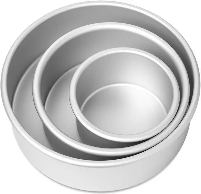 Alt view image 3 of 6 - Last Confection 3-Piece Cake Pan Set - 4", 6" and 8" Round Aluminum Pans - 2" Deep