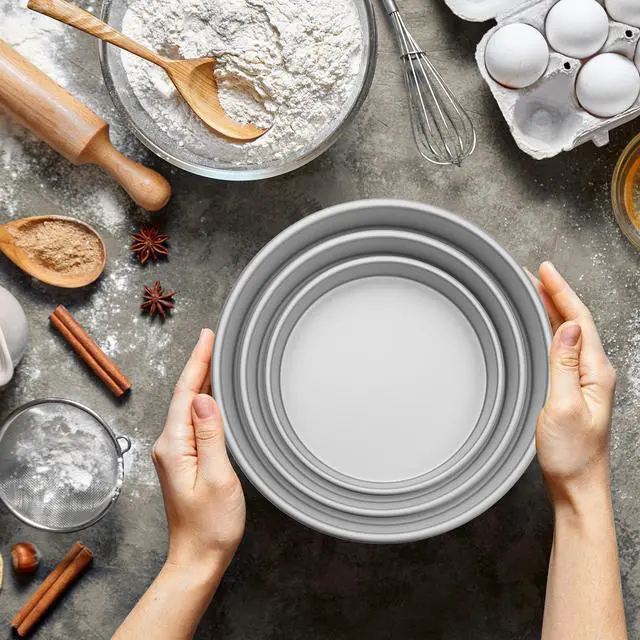 Alt view image 6 of 6 - Last Confection 3-Piece Cake Pan Set - 4", 6" and 8" Round Aluminum Pans - 2" Deep