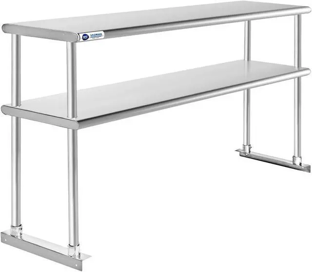 Alt view image 2 of 6 - GRIDMANN NSF Stainless Steel Commercial Kitchen Prep & Work Table Plus A 2 Tier Shelf - 72 in. x 12 in.