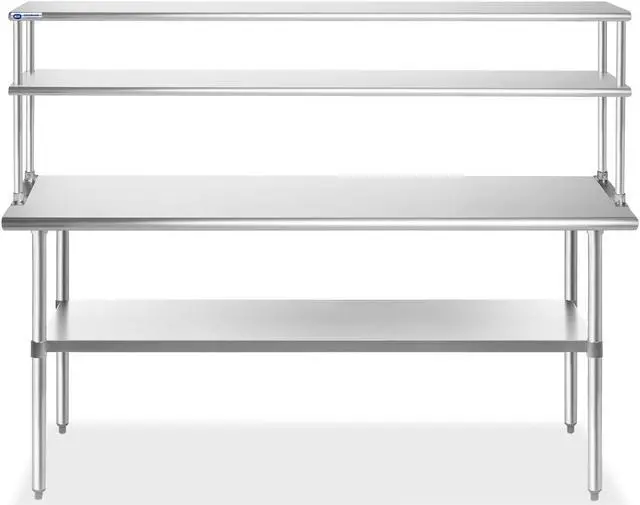 Alt view image 4 of 6 - GRIDMANN NSF Stainless Steel Commercial Kitchen Prep & Work Table Plus A 2 Tier Shelf - 72 in. x 12 in.