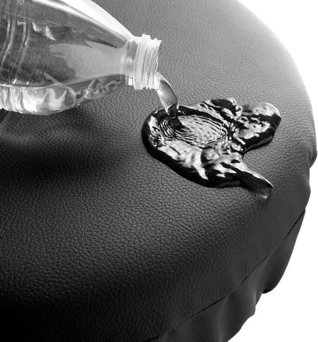 Alt view image 4 of 6 - Saloniture 2-Pack Round Stool Seat Cover, 15-1/2 Inch Waterproof Slipcover for Swivel Chair or Barstool - Black