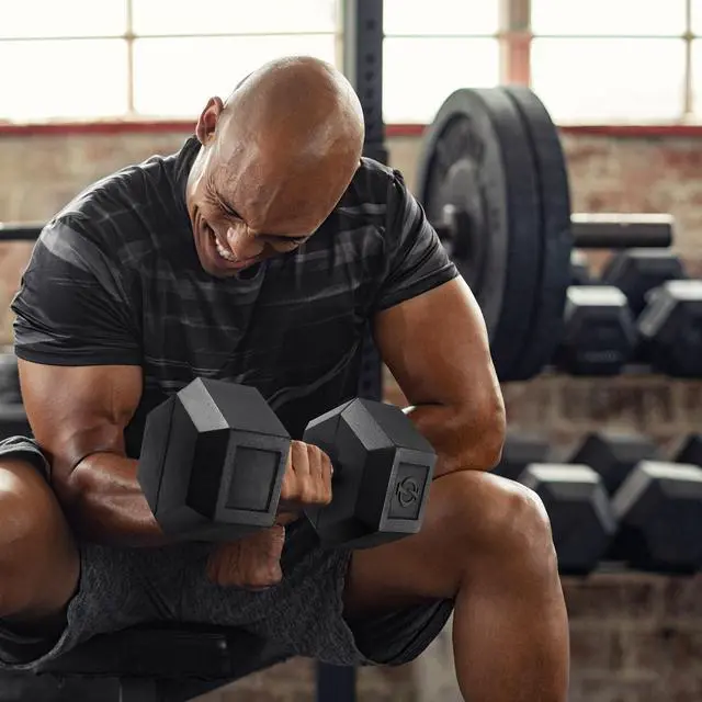 Alt view image 5 of 6 - Philosophy Gym Rubber Coated Hex Dumbbell Hand Weights, 12 lb Pair