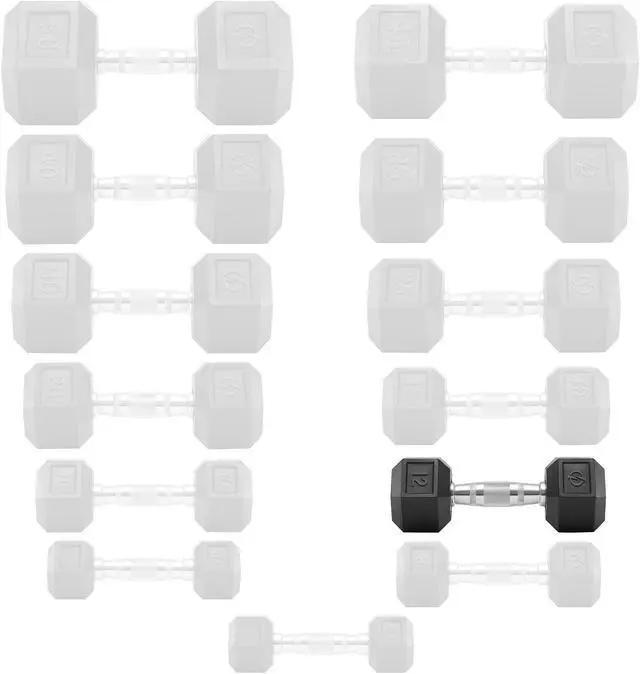 Alt view image 4 of 6 - Philosophy Gym Rubber Coated Hex Dumbbell Hand Weights, 12 lb Pair