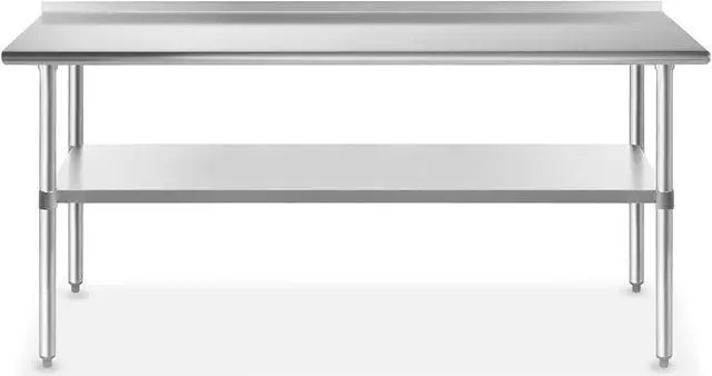 Alt view image 3 of 7 - GRIDMANN NSF Stainless Steel Commercial Kitchen Prep & Work Table w/ Backsplash - 72 in. x 24 in.