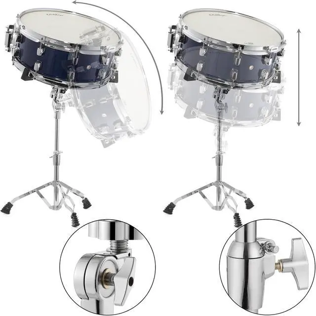 Alt view image 3 of 6 - Ashthorpe Snare Drum Set with Remo Head (Blue) - Student Beginner Kit with Stand, Padded Gig Bag, Practice Pad, Neck Strap, and Sticks