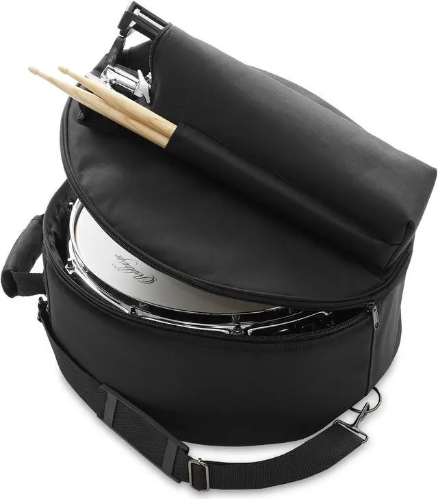 Alt view image 6 of 6 - Ashthorpe Snare Drum Set with Remo Head (Blue) - Student Beginner Kit with Stand, Padded Gig Bag, Practice Pad, Neck Strap, and Sticks