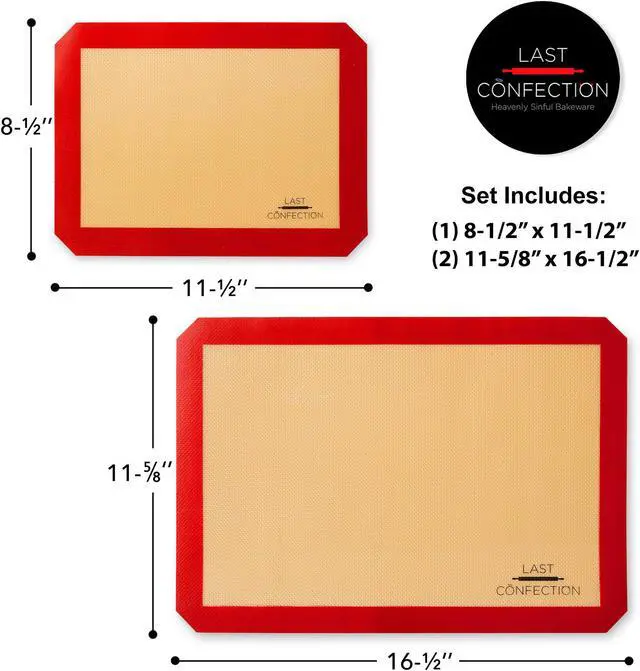 Alt view image 3 of 7 - Last Confection Silicone Baking Mat - Set of 3 Non-Stick Professional Food Safe Tray Pan Liners - 2 Half Sheet (11-5/8" x 16-1/2") 1 Quarter Sheet (8-1/2" x 11-1/2")