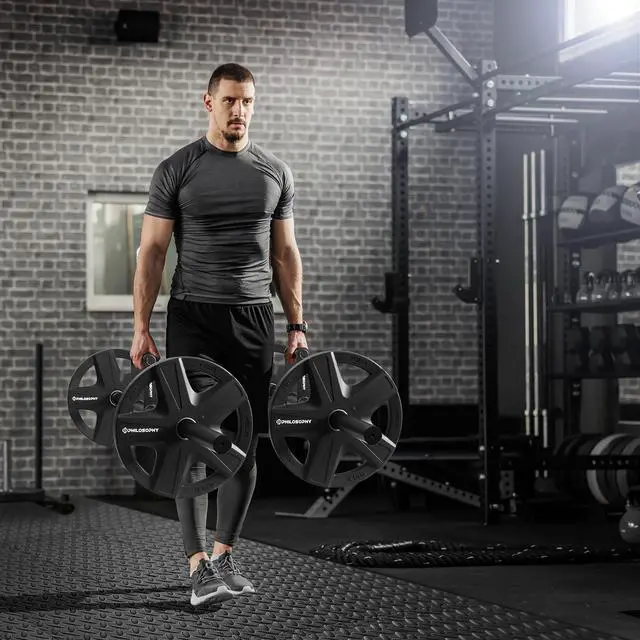 Alt view image 3 of 6 - Philosophy Gym Farmers Walk Handles Pair - Barbell Style Grip Farmer Carry Bar Set for Weight Training
