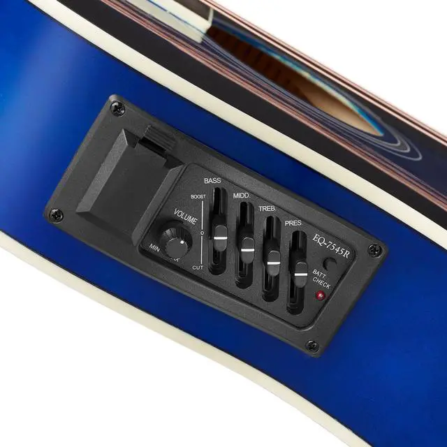Alt view image 3 of 6 - Ashthorpe Full-Size Cutaway Thinline Acoustic-Electric Guitar Package - Premium Tonewoods - Blue