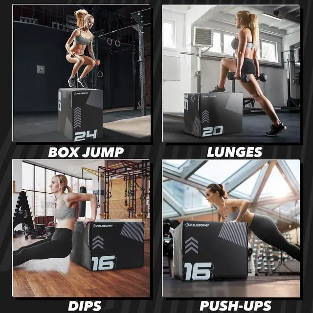 Alt view image 6 of 6 - Philosophy Gym 3 in 1 Soft Foam Plyometric Box - 16" x 20" x 24" Jumping Plyo Box for Training and Conditioning