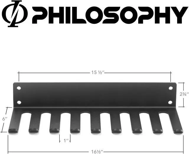 Alt view image 3 of 5 - Philosophy Gym Accessory Rack Organizer, 9 Prong, Wall Mounted Multi-Purpose Workout Equipment Storage