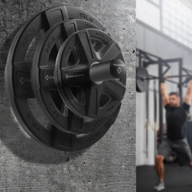 Alt view image 5 of 5 - Philosophy Gym Wall Mounted Olympic Weight Plate Holder, Fits 2" Weight Plates