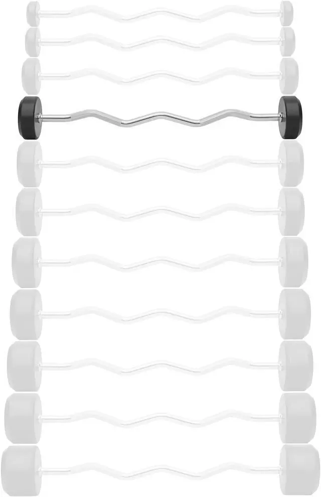 Alt view image 2 of 6 - Philosophy Gym Rubber Fixed Barbell, 40 LB Pre-Loaded Weight EZ Curl Bar for Strength Training & Weightlifting