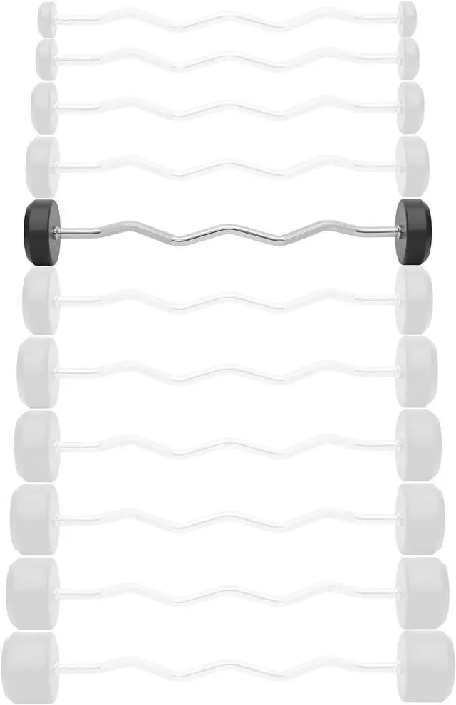 Alt view image 2 of 6 - Philosophy Gym Rubber Fixed Barbell, 50 LB Pre-Loaded Weight EZ Curl Bar for Strength Training & Weightlifting
