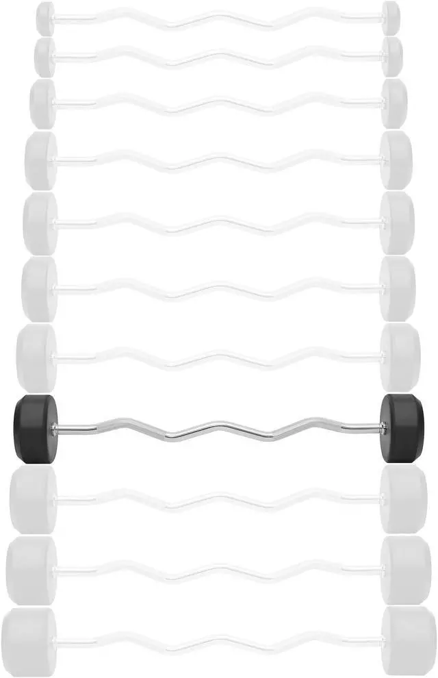 Alt view image 2 of 6 - Philosophy Gym Rubber Fixed Barbell, 80 LB Pre-Loaded Weight EZ Curl Bar for Strength Training & Weightlifting