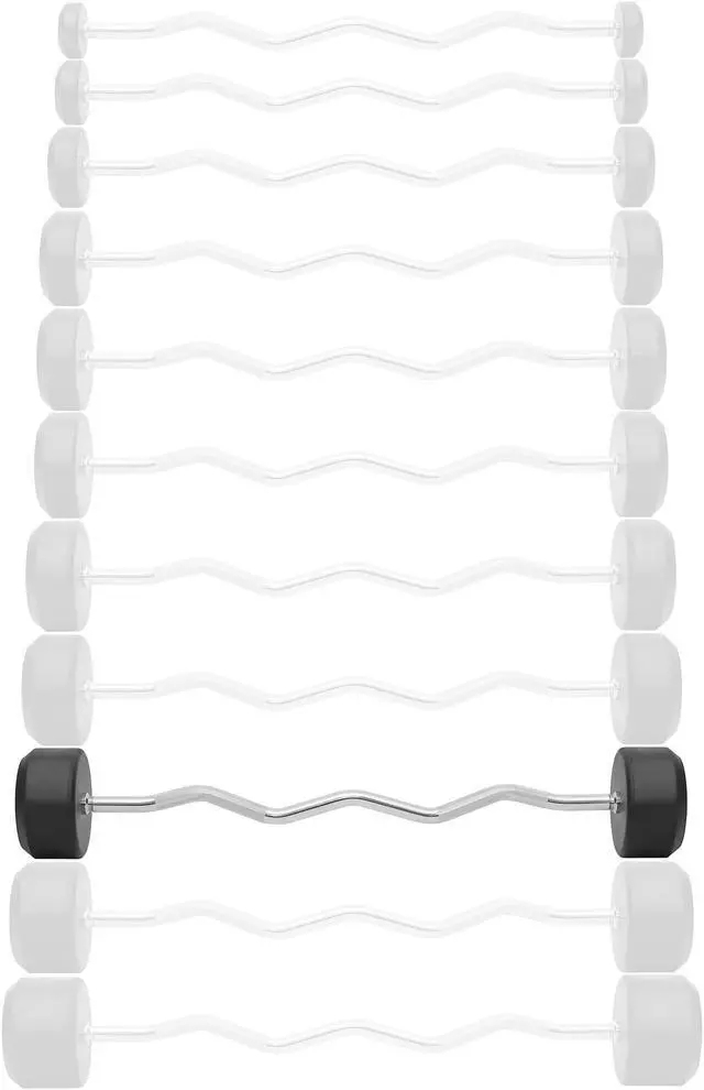 Alt view image 2 of 6 - Philosophy Gym Rubber Fixed Barbell, 90 LB Pre-Loaded Weight EZ Curl Bar for Strength Training & Weightlifting