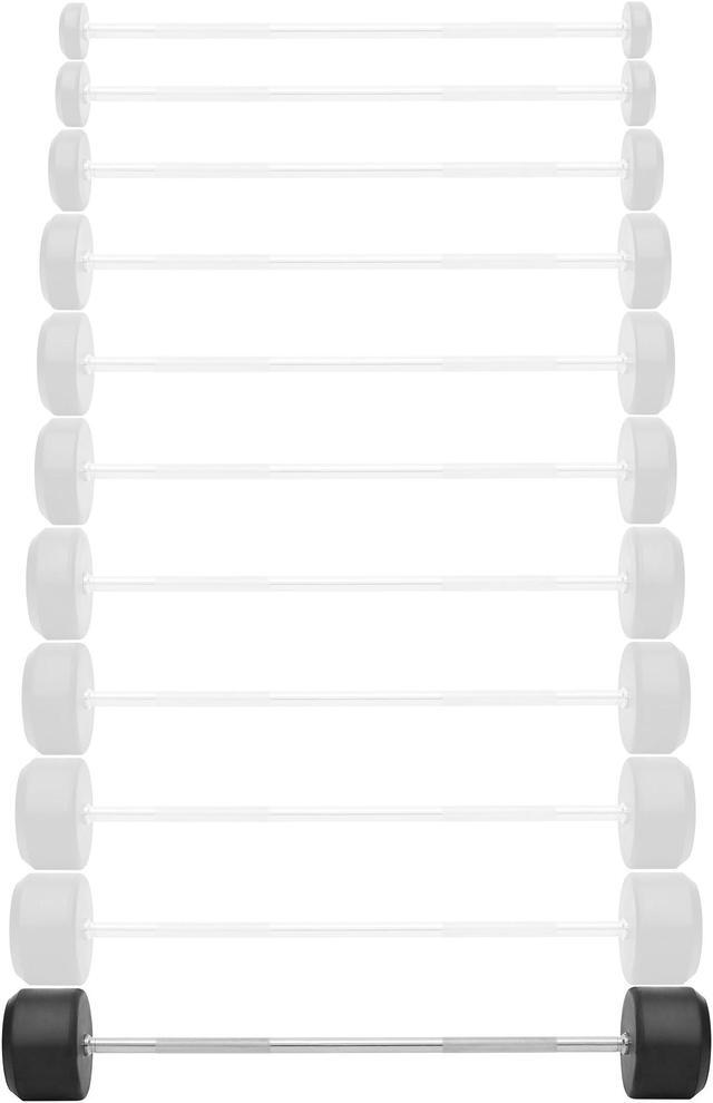 Alt view image 2 of 6 - Philosophy Gym Rubber Fixed Barbell, 110 LB Pre-Loaded Weight Straight Bar for Strength Training & Weightlifting