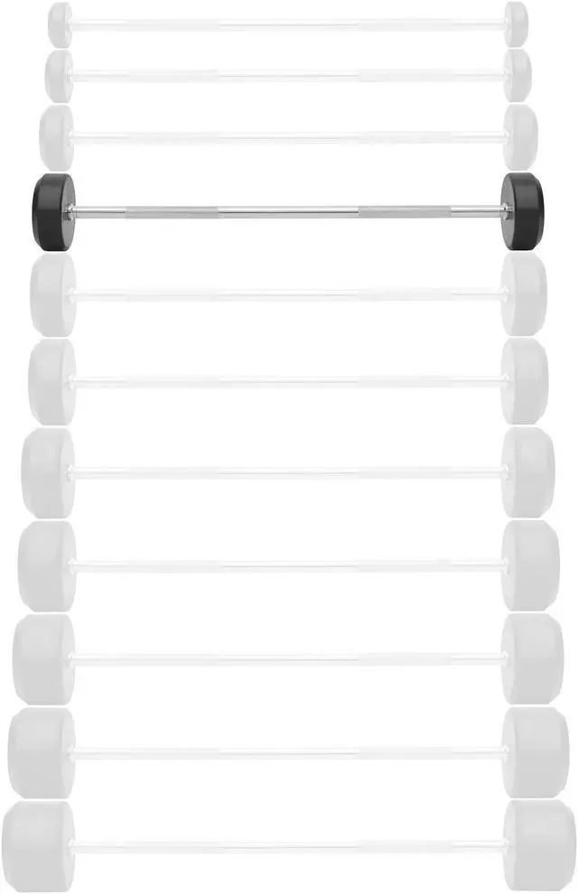 Alt view image 2 of 6 - Philosophy Gym Rubber Fixed Barbell, 40 LB Pre-Loaded Weight Straight Bar for Strength Training & Weightlifting