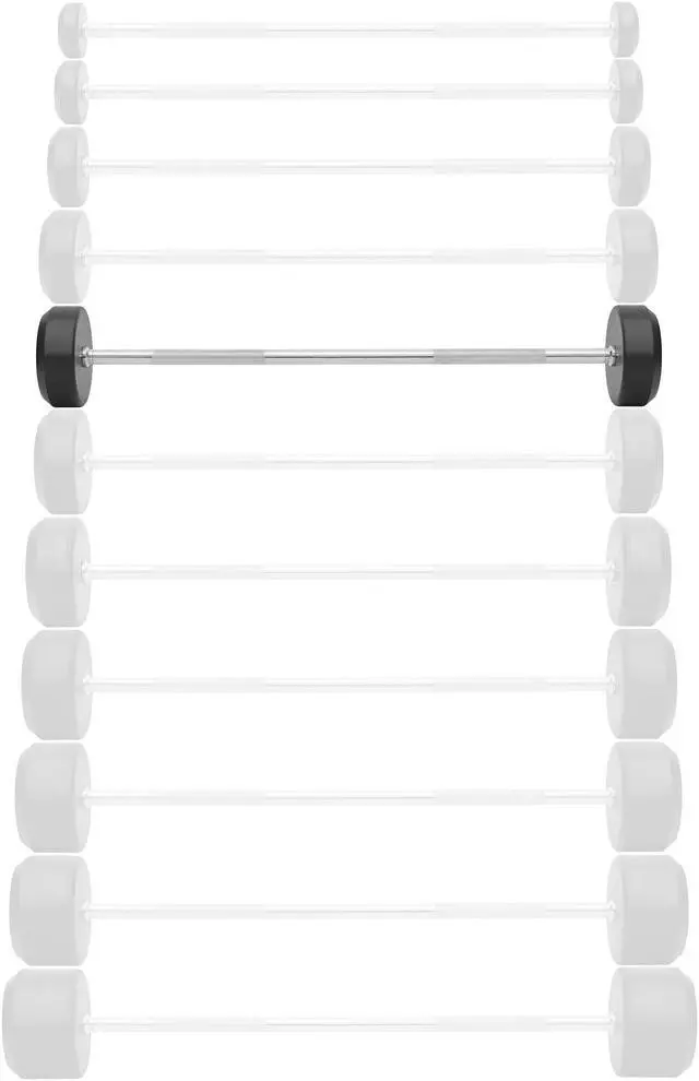 Alt view image 2 of 6 - Philosophy Gym Rubber Fixed Barbell, 50 LB Pre-Loaded Weight Straight Bar for Strength Training & Weightlifting