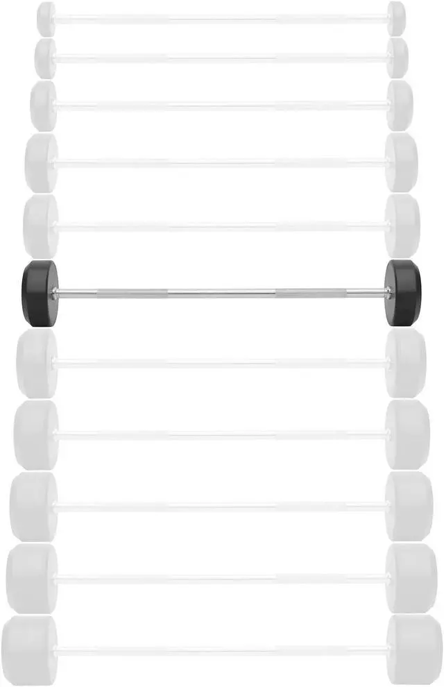 Alt view image 2 of 6 - Philosophy Gym Rubber Fixed Barbell, 60 LB Pre-Loaded Weight Straight Bar for Strength Training & Weightlifting