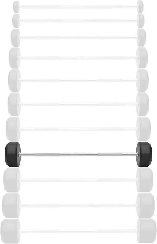 Alt view image 2 of 6 - Philosophy Gym Rubber Fixed Barbell, 80 LB Pre-Loaded Weight Straight Bar for Strength Training & Weightlifting