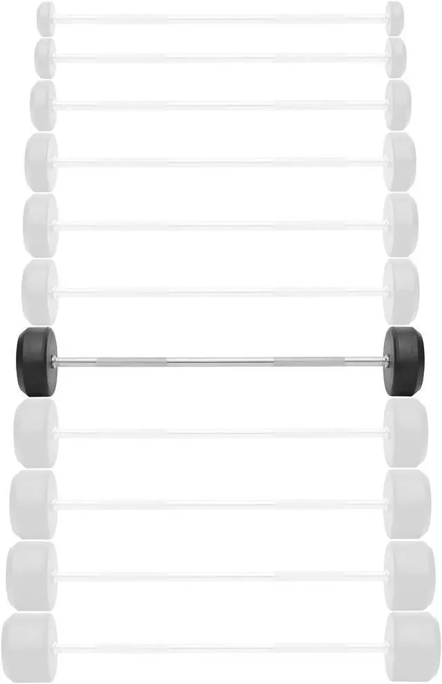 Alt view image 2 of 6 - Philosophy Gym Rubber Fixed Barbell, 70 LB Pre-Loaded Weight Straight Bar for Strength Training & Weightlifting