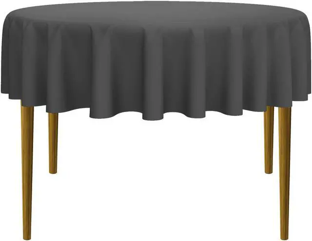 Main image of Lann's Linens - 70" Round Premium Tablecloth for Wedding / Banquet / Restaurant - Polyester Fabric Table Cloth - Dark Gray
