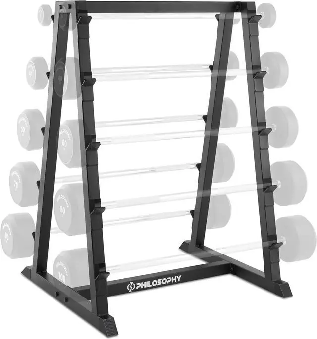 Alt view image 4 of 6 - Philosophy Gym 10-Bar Fixed Barbell Weight Rack - Heavy-Duty Storage Holder for Straight & EZ Curl Pre-Weighted Bars