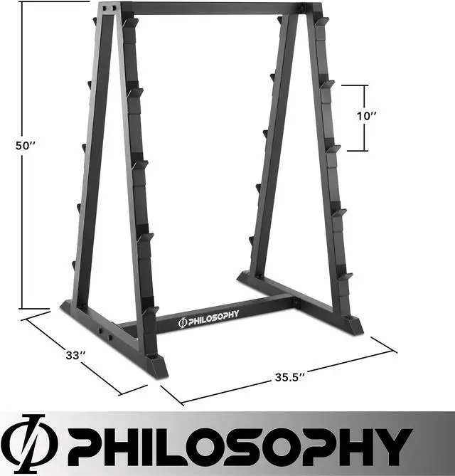 Alt view image 6 of 6 - Philosophy Gym 10-Bar Fixed Barbell Weight Rack - Heavy-Duty Storage Holder for Straight & EZ Curl Pre-Weighted Bars