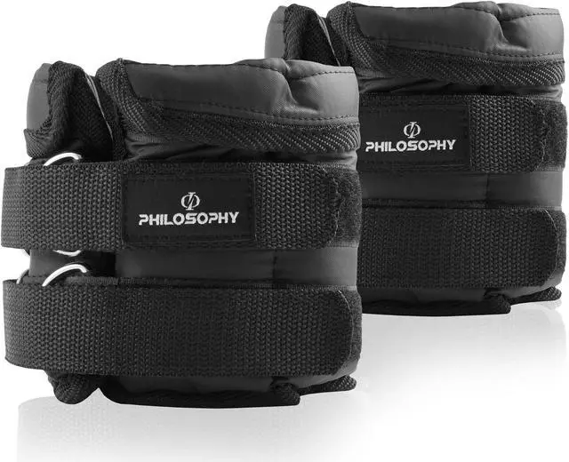 Alt view image 2 of 6 - Philosophy Gym 5 LB Adjustable Ankle Wrist Weights Pair, Arm Leg Weight Straps Set, 2.5 LB each with Removable Weights
