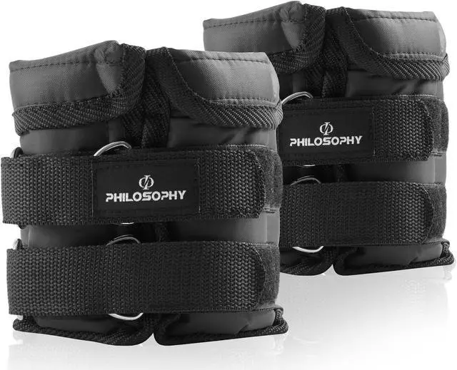 Alt view image 2 of 6 - Philosophy Gym 10 LB Adjustable Ankle Wrist Weights Pair, Arm Leg Weight Straps Set, 5 LB each with Removable Weights