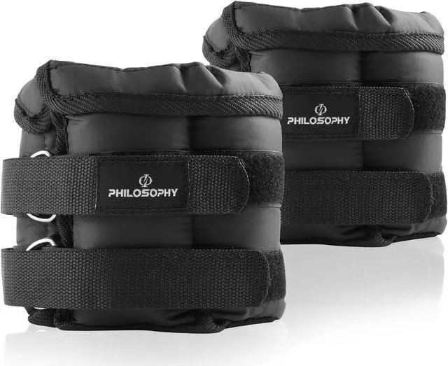 Alt view image 2 of 6 - Philosophy Gym 20 LB Adjustable Ankle Wrist Weights Pair, Arm Leg Weight Straps Set, 10 LB each with Removable Weights