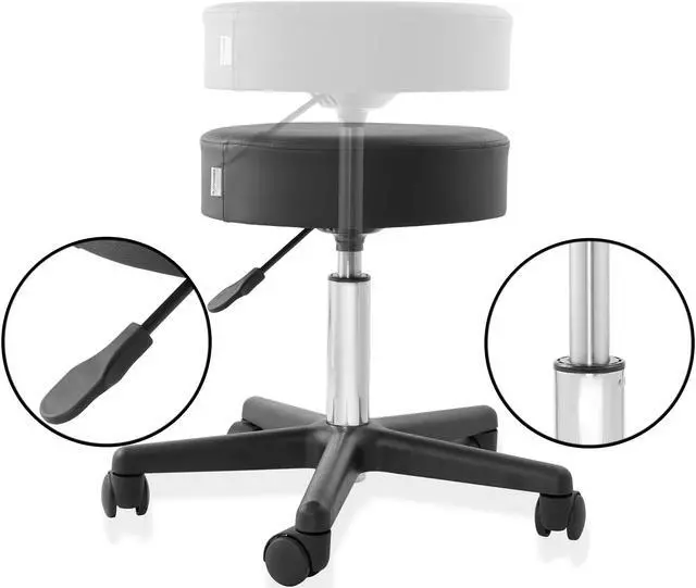 Alt view image 3 of 6 - Saloniture Rolling Hydraulic Salon Stool - Adjustable Swivel Chair for Spa, Shop, Salon, Massage, Medical, Work or Office