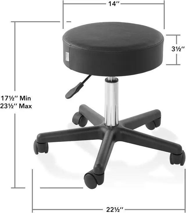 Alt view image 6 of 6 - Saloniture Rolling Hydraulic Salon Stool - Adjustable Swivel Chair for Spa, Shop, Salon, Massage, Medical, Work or Office