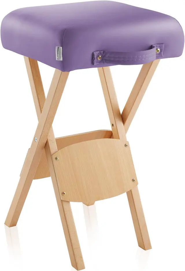 Alt view image 2 of 6 - Saloniture Wood Folding Massage Stool with Carrying Case, Lavender
