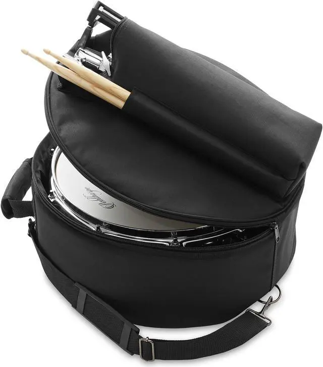 Alt view image 6 of 6 - Ashthorpe Snare Drum Set with Remo Head (Silver) - Student Beginner Kit with Stand, Padded Gig Bag, Practice Pad, Neck Strap, and Sticks